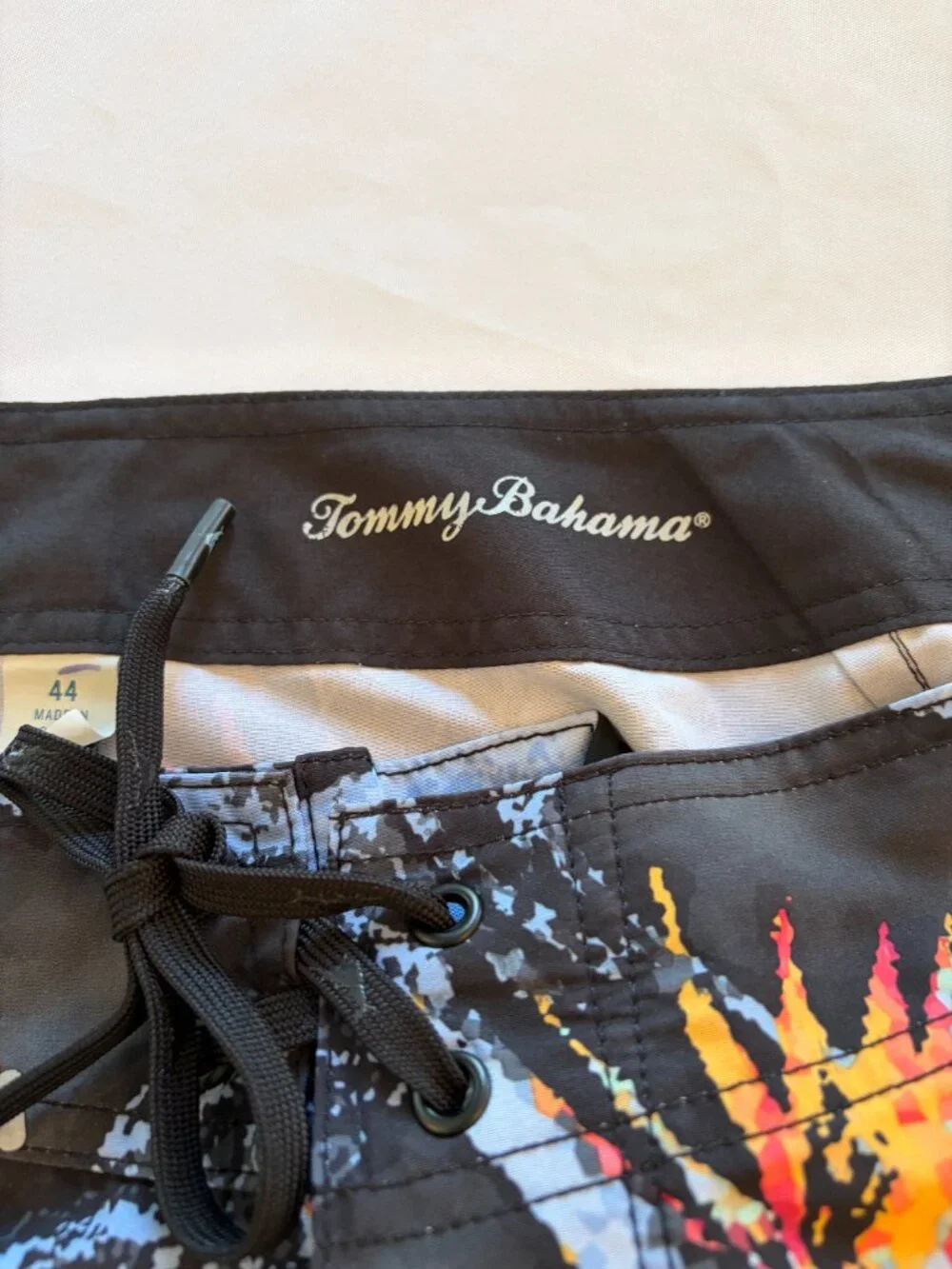 Tommy Bahama Size 44 Black Tropical Swim Trunks